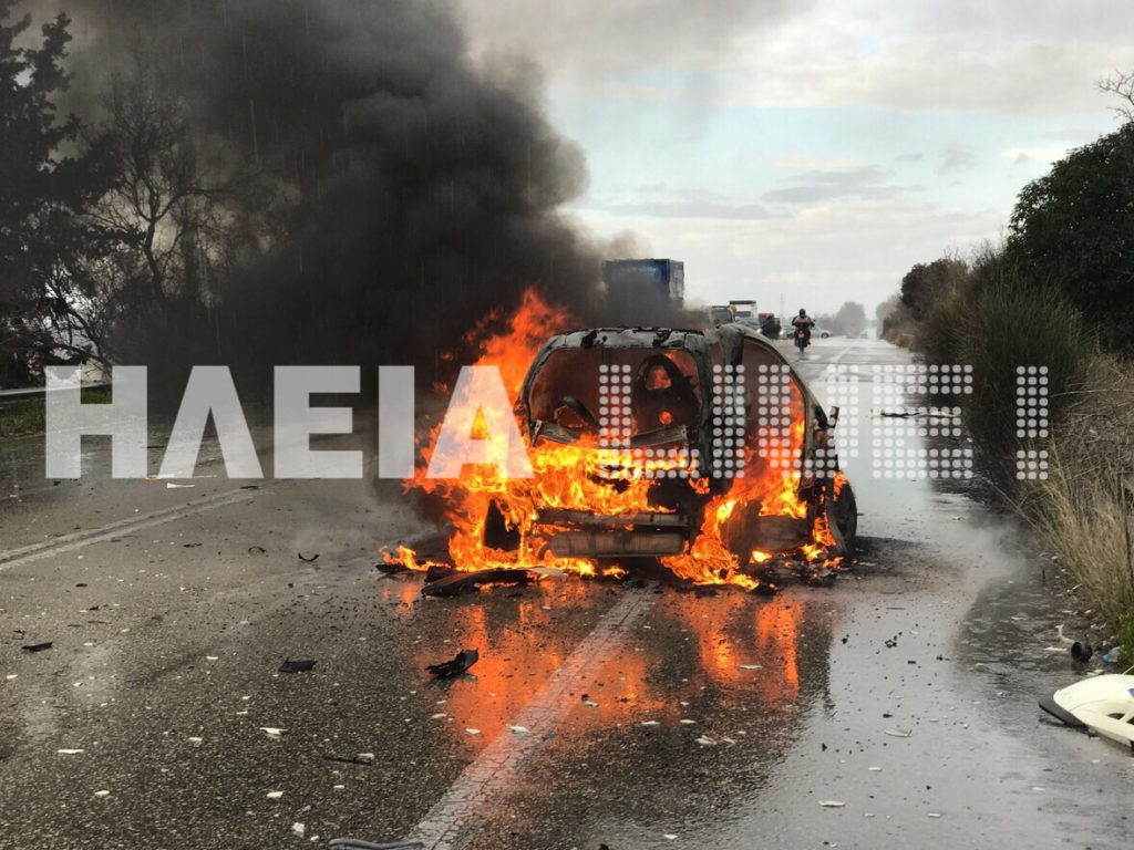 Αυτοκίνητο τυλίχτηκε στις φλόγες μετά από σύγκρουση – Τρία παιδιά και τρεις ενήλικες τραυματίες (Photos)