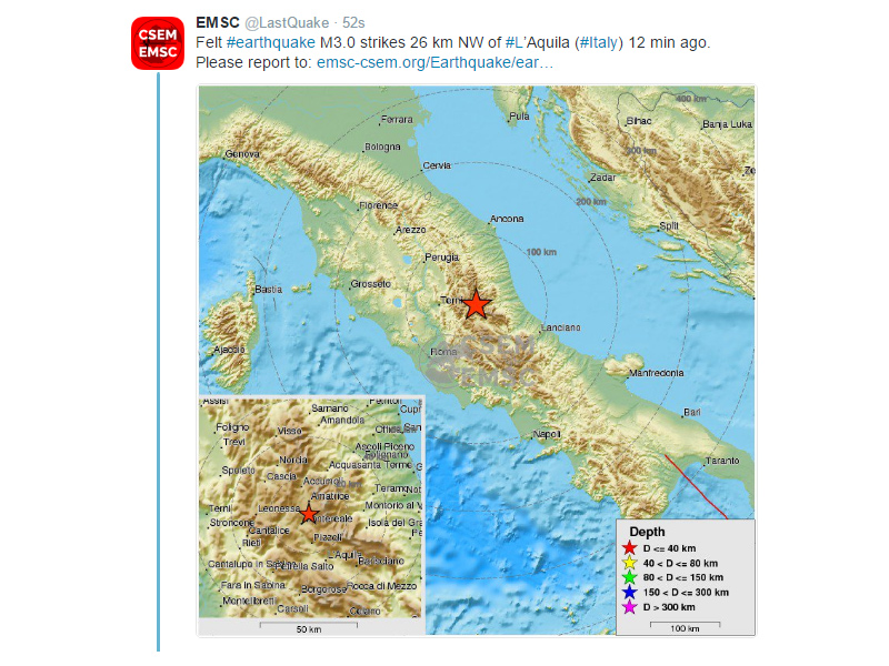Ιταλία: Σεισμός πριν από λίγο στη μαρτυρική Λ’ Άκουιλα