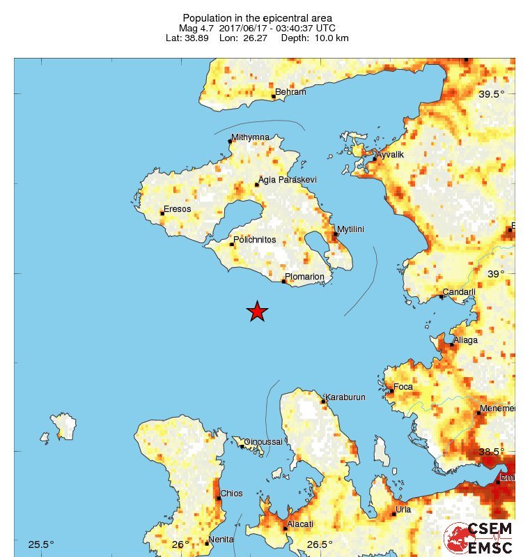 Ισχυρός μετασεισμός 4,7 Ρίχτερ στη Λέσβο