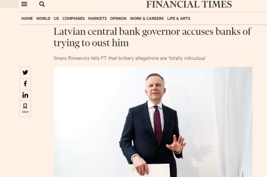 «Αθώος» δηλώνει ο Λετονός κεντρικός τραπεζίτης