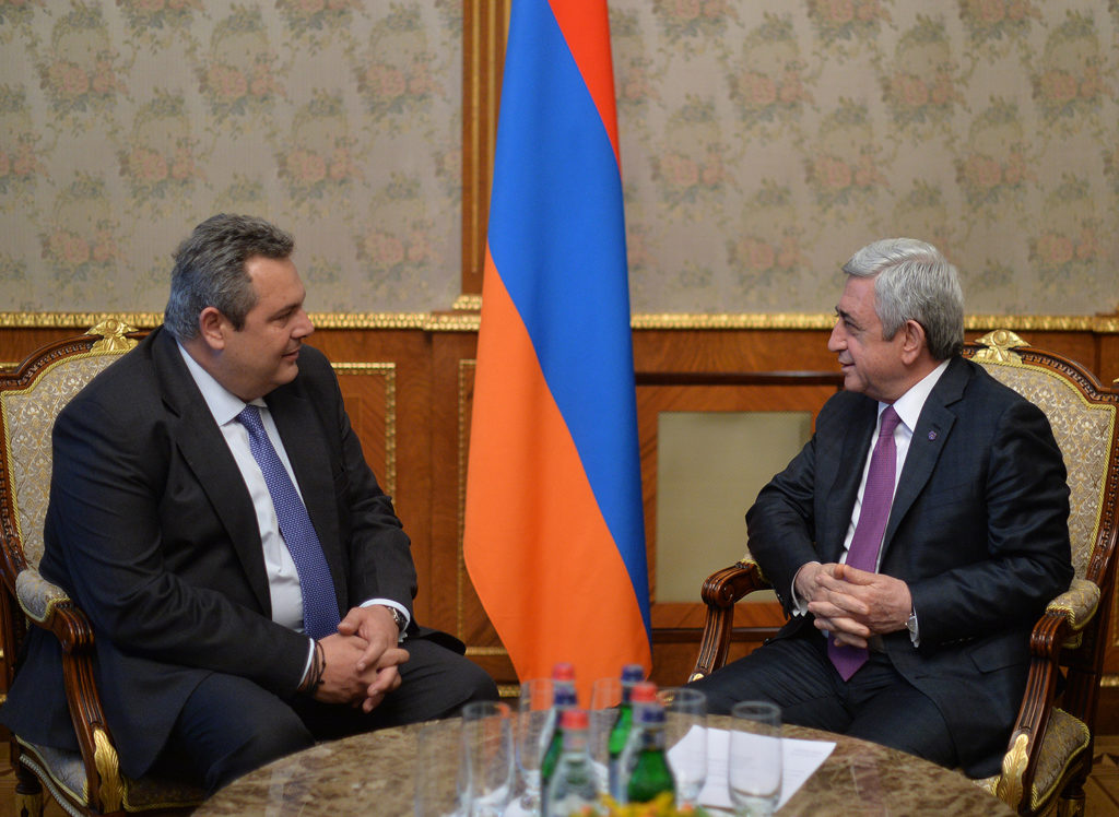 Συνάντηση Καμμένου με τον Πρόεδρο της Δημοκρατίας και υπ. Εξωτερικών της Αρμενίας