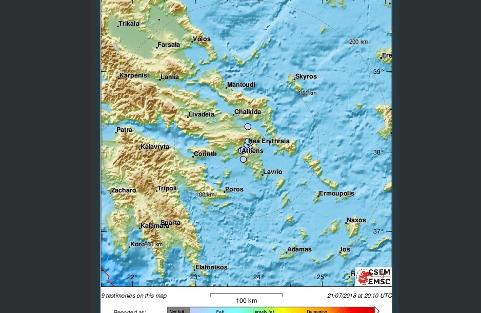 Ασθενής σεισμική δόνηση στην Αθήνα