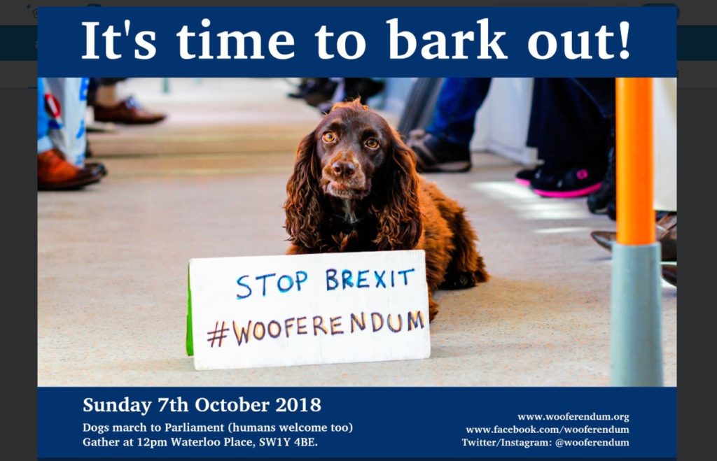 Wooferendum: Τα αφεντικά βάζουν τους σκύλους να διαδηλώσουν κατά του Brexit (Photos)