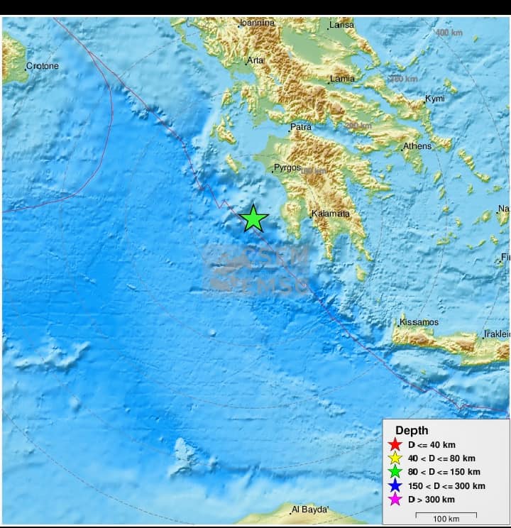 Σεισμός 5 Ρίχτερ ανοιχτά της Μεθώνης