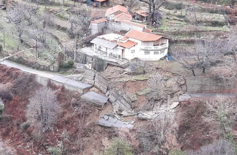 Κατολισθήσεις και καθίζηση στο δρόμο Καλαμάτας- Σπάρτης (εικόνες)