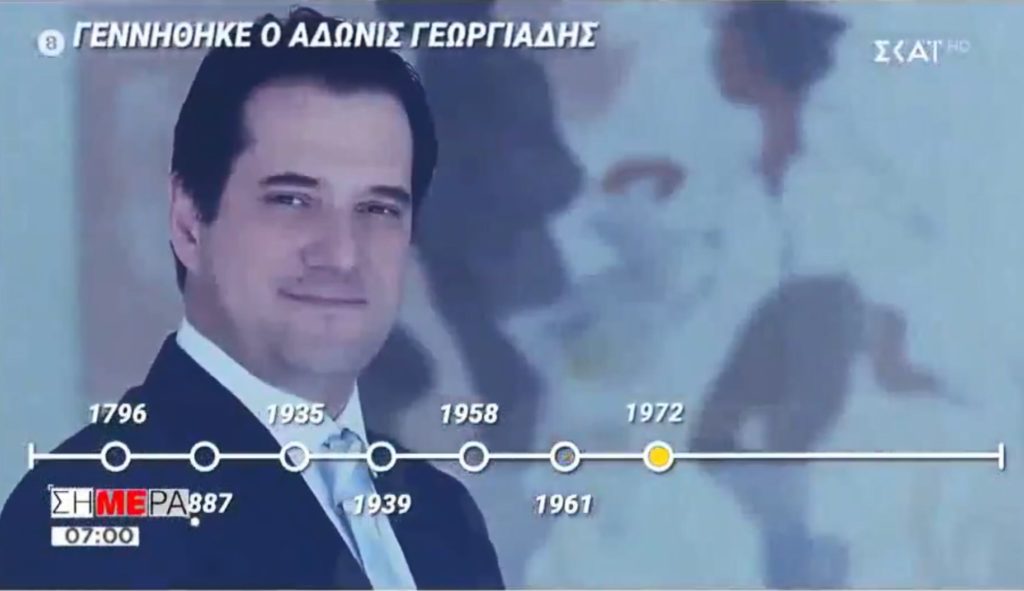 Ο ΣΚΑΪ «πανηγυρίζει» γιατί σαν σήμερα γεννήθηκε ο Άδωνις Γεωργιάδης (Video)!