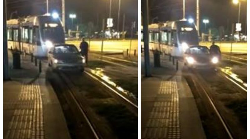 Απίστευτο: Πάρκαρε το αυτοκίνητο στις γραμμές του τραμ (video)
