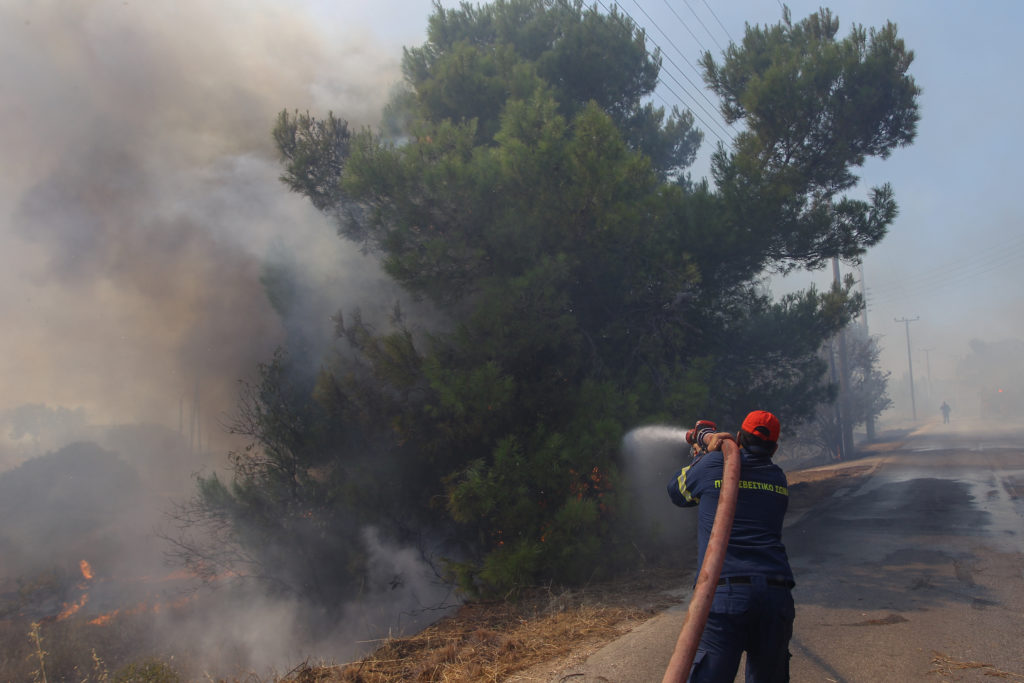 Σε ύφεση η φωτιά στη Ραφήνα – Παραμένουν στο σημείο οι δυνάμεις της Πυροσβεστικής (Photos – Video)