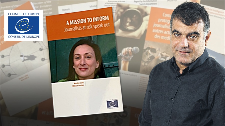 Ο Κώστας Βαξεβάνης και η μαλτέζα δημοσιογράφος Daphne Caruana Galizia στο βιβλίο του Συμβουλίου της Ευρώπης «Για τη βελτίωση της ασφάλειας των δημοσιογράφων στην Ευρώπη»