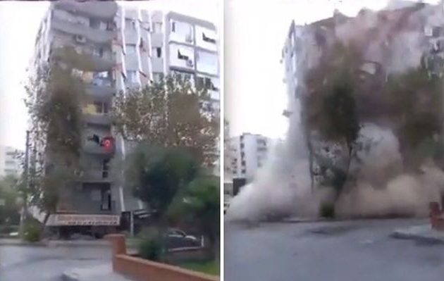 Σμύρνη: Επταώροφο κτίριο καταρρέει σαν πύργος από τραπουλόχαρτα (Videos)
