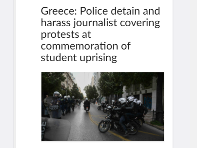 Καταδίκη και από το Mapping Media Freedom για την αναίτια επίθεση της αστυνομίας κατά του δημοσιογράφου του Documento και του «Κουτιού της Πανδώρας» Αντώνη Ρηγόπουλου
