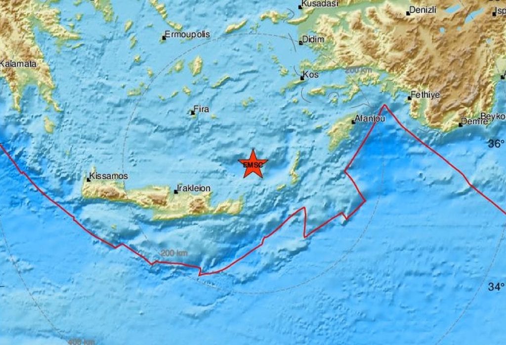 Σεισμός 4,6 Ρίχτερ μεταξύ Κρήτης και Κάσου