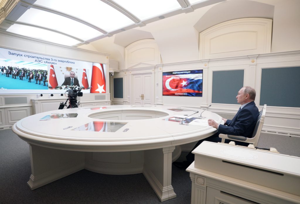 Πούτιν και Ερντογάν κήρυξαν την έναρξη των εργασιών κατασκευής του 3ου αντιδραστήρα του πυρηνικού σταθμού στο Ακούγιου