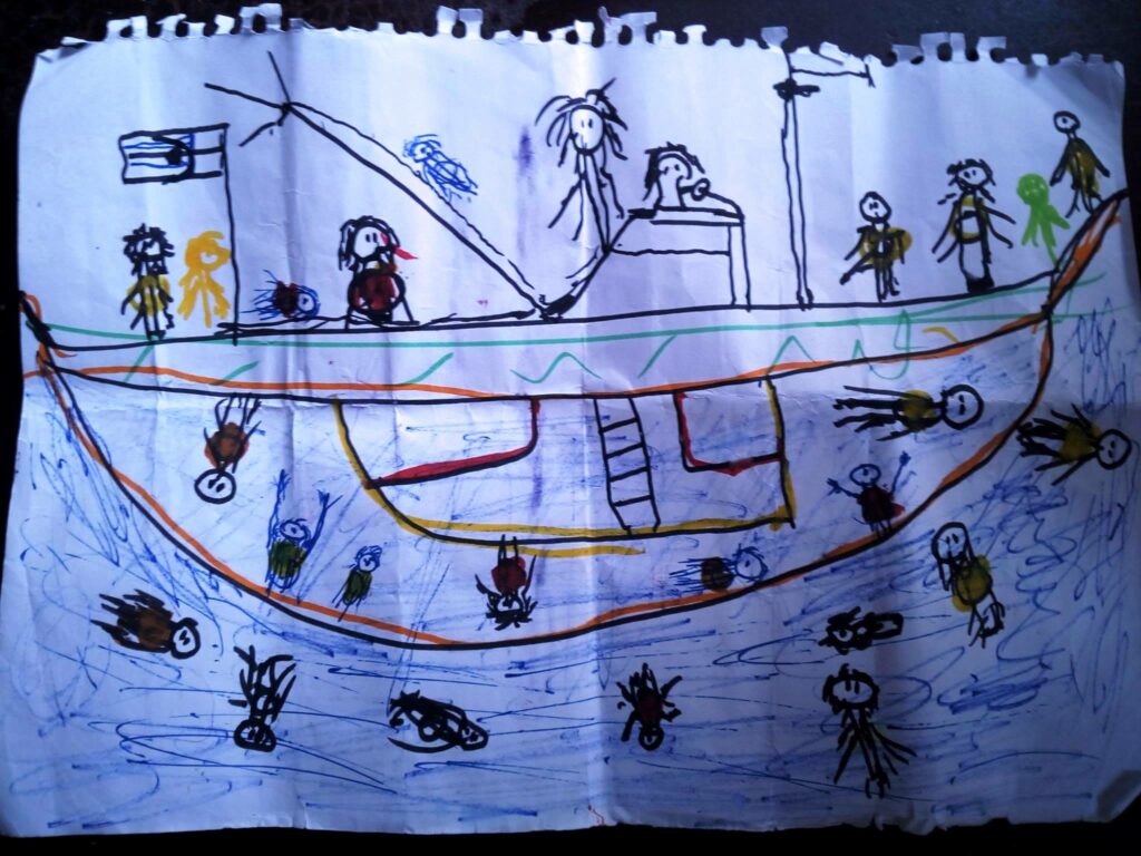 Πνιγμένα παιδιά, ναυάγια και χειροπέδες: Η ζωγραφιά μιας προσφυγοπούλας αφηγείται τη ζωή της (Pics)