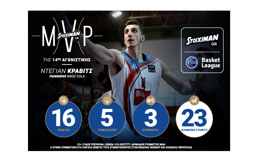 Δηλώσεις του Ντέγιαν Κράβιτς, STOIXIMAN.GR MVP της 14ης αγωνιστικής της STOIXIMAN.GR Basket League