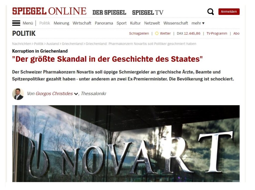 Spiegel για το #Novartis_Gate: «Οι Ελληνες πολίτες είναι σοκαρισμένοι»