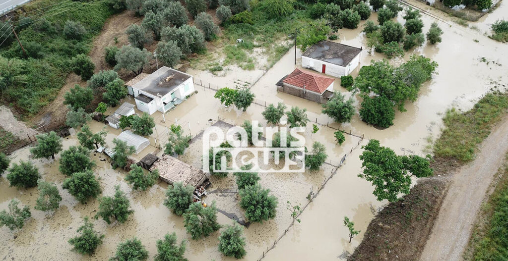 Πλημμύρες σε περιοχές της Ηλείας από την έντονη βροχόπτωση (Photos)