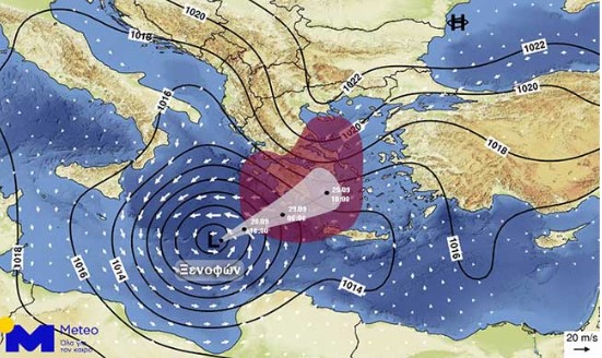 Δείτε την πορεία του «Ξενοφώντα» – Φέρνει λασποβροχή και πλημμυρικά φαινόμενα