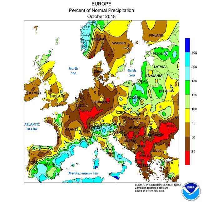 Ιδιαίτερα ξηρός και χωρίς βροχές ήταν για την Ελλάδα ο φετινός Οκτώβριος