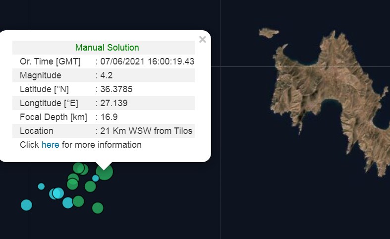 Σεισμός 4,2 Ρίχτερ ανοιχτά της Τήλου