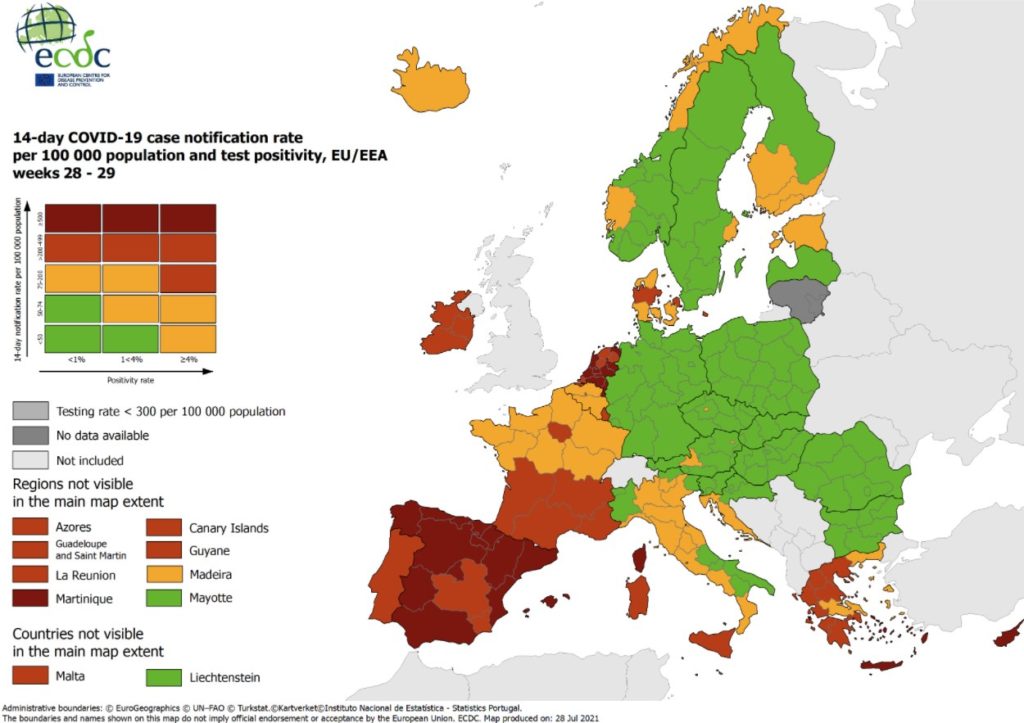 Επιδείνωση της επιδημιολογικής κατάστασης στην Ελλάδα – Ο νέος χάρτης του ECDC