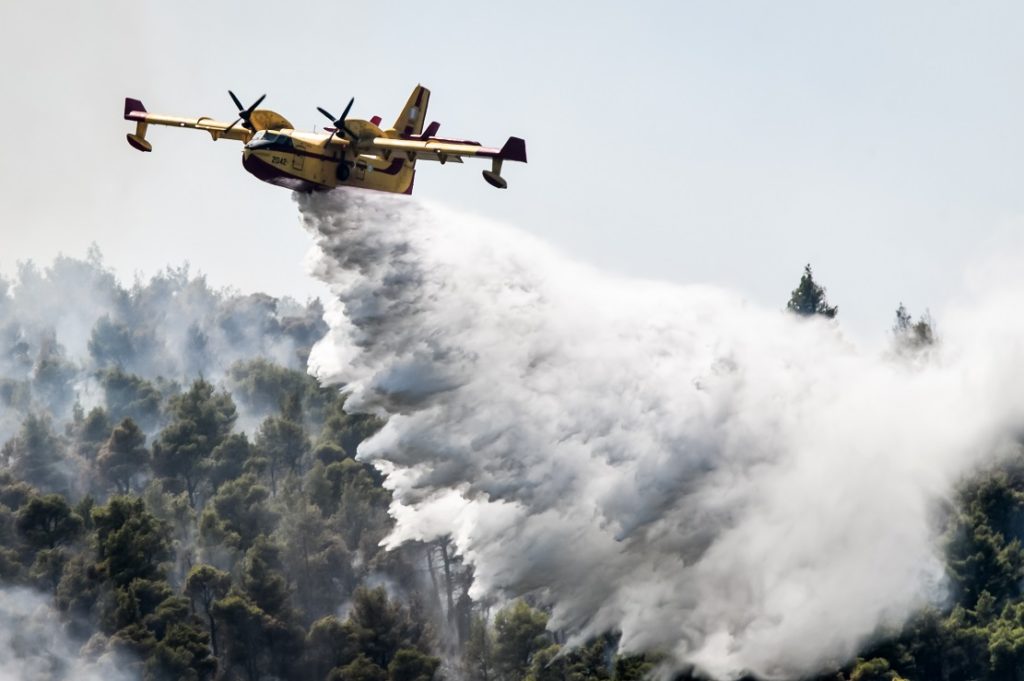 Σε εξέλιξη η μάχη με τις φλόγες στα Βίλια – Αναζωπυρώσεις στην Κερατέα