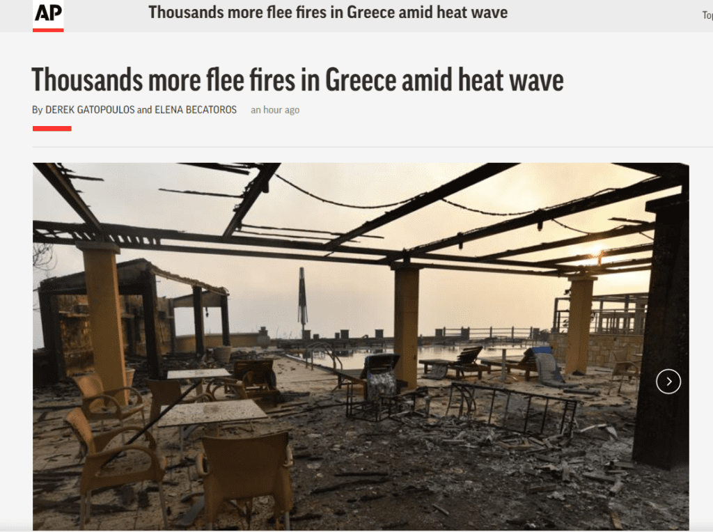 Τα διεθνή Μέσα για τις πυρκαγιές στην Ελλάδα: «Χιλιάδες άνθρωποι δραπετεύουν από τις φωτιές εν μέσω καύσωνα»