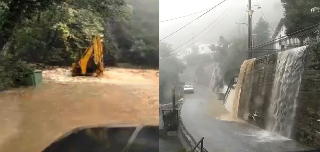 «Βούλιαξε» η Ζαγορά Πηλίου: 700 χιλιοστά βροχής σε 72 ώρες