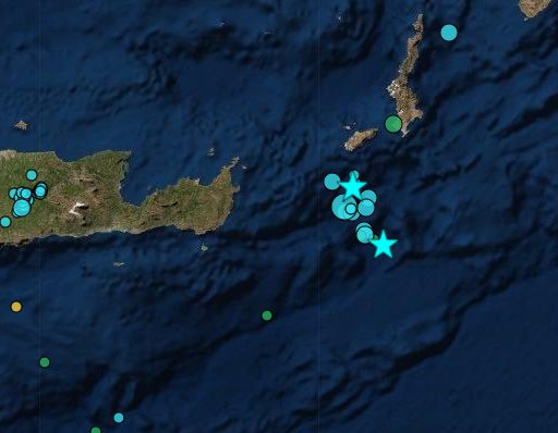 Δύο ισχυροί σεισμοί 5,4 και 5,2 Ρίχτερ σε 4 ώρες μεταξύ Κρήτης και Κάσου