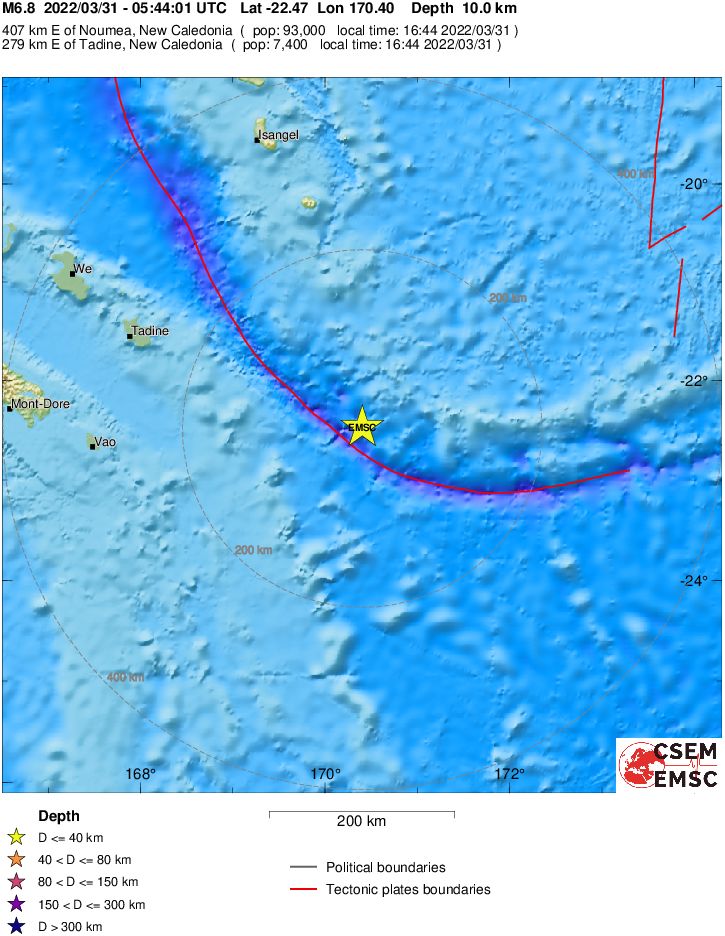 Νέα Καληδονία: Σεισμός 6,8 Ρίχτερ – Προειδοποίηση για τσουνάμι