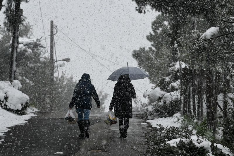 Κλειστή λόγω χιονόπτωσης η επαρχιακή οδό Μαλακάσας-Ωρωπού