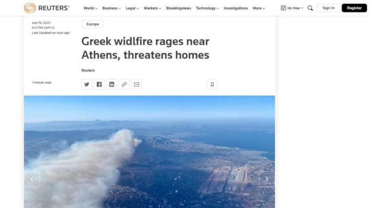 Τον γύρο του κόσμου κάνει η πυρκαγιά στην Πεντέλη: «Μεγάλη πυρκαγιά στα περίχωρα της Αθήνας»