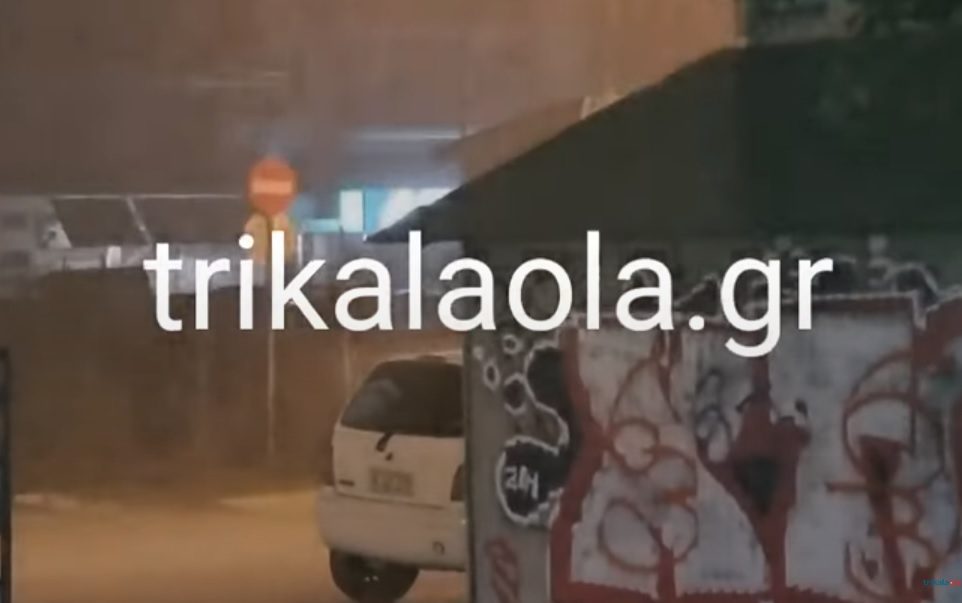 Δυνατό καλοκαιρινό μπουρίνι τα ξημερώματα στα Τρίκαλα (Video)