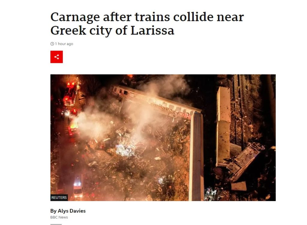 Πρώτο θέμα στα διεθνή ΜΜΕ η σιδηροδρομική τραγωδία στα Τέμπη