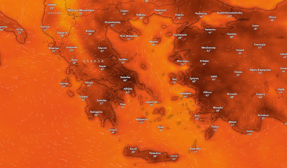 LIVE: Η πορεία του καύσωνα – Καμίνι η χώρα ακόμα και με «46άρια» – «Ανάσα» από την Πέμπτη