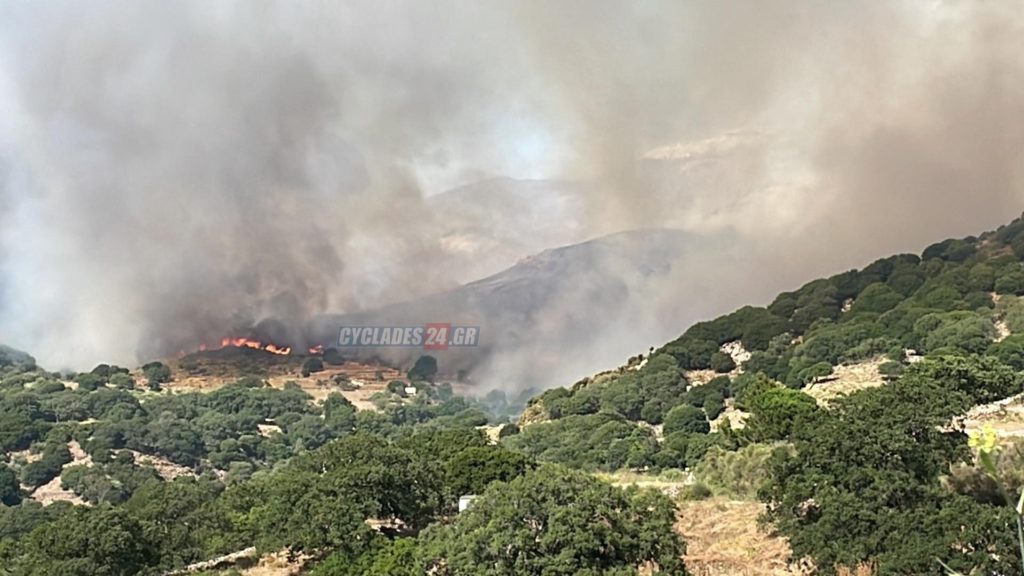 Φωτιά στη Νάξο: Ενισχύονται οι δυνάμεις της πυροσβεστικής στην Κεραμωτή – Χωρίς ρεύμα η περιοχή (Video)