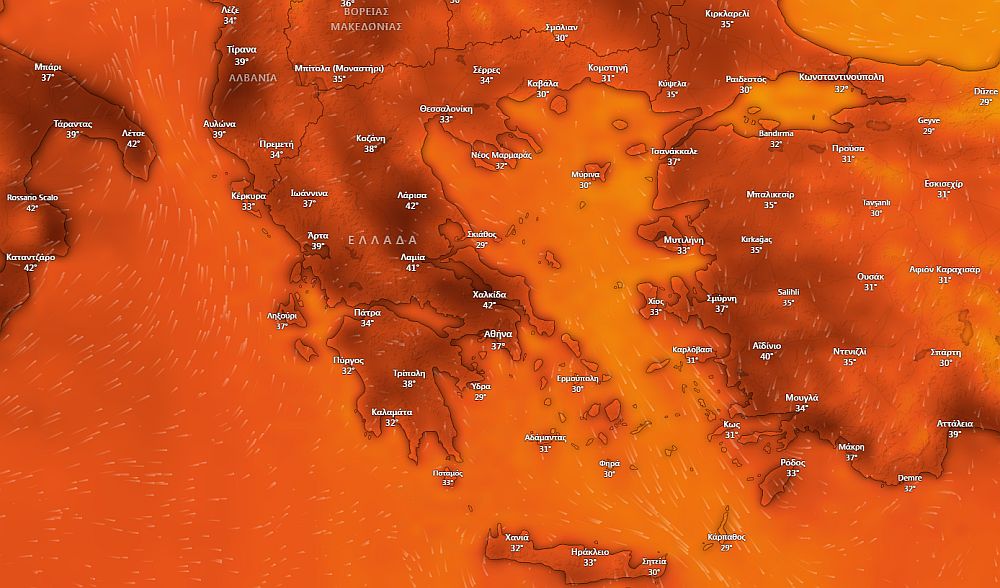 Καύσωνας: Νέο κύμα με «44άρια» και ανέμους έως 6 μποφόρ – Κορύφωση την Τετάρτη (LIVE)