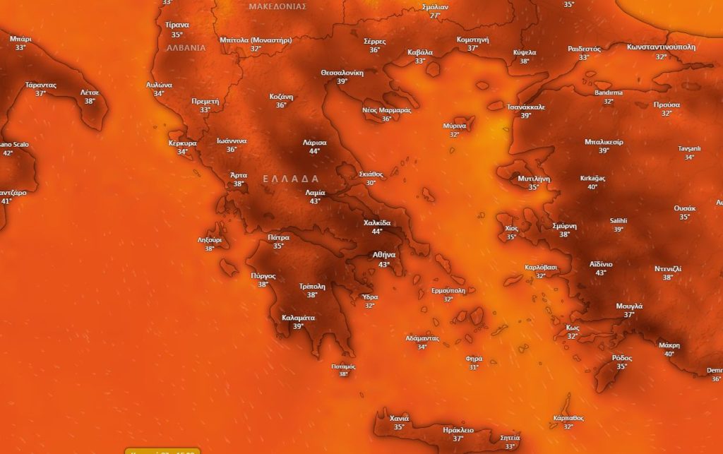 LIVE: Η πορεία του καύσωνα – Έρχονται «45άρια» – Νέο κύμα αφόρητης ζέστης από την Τρίτη