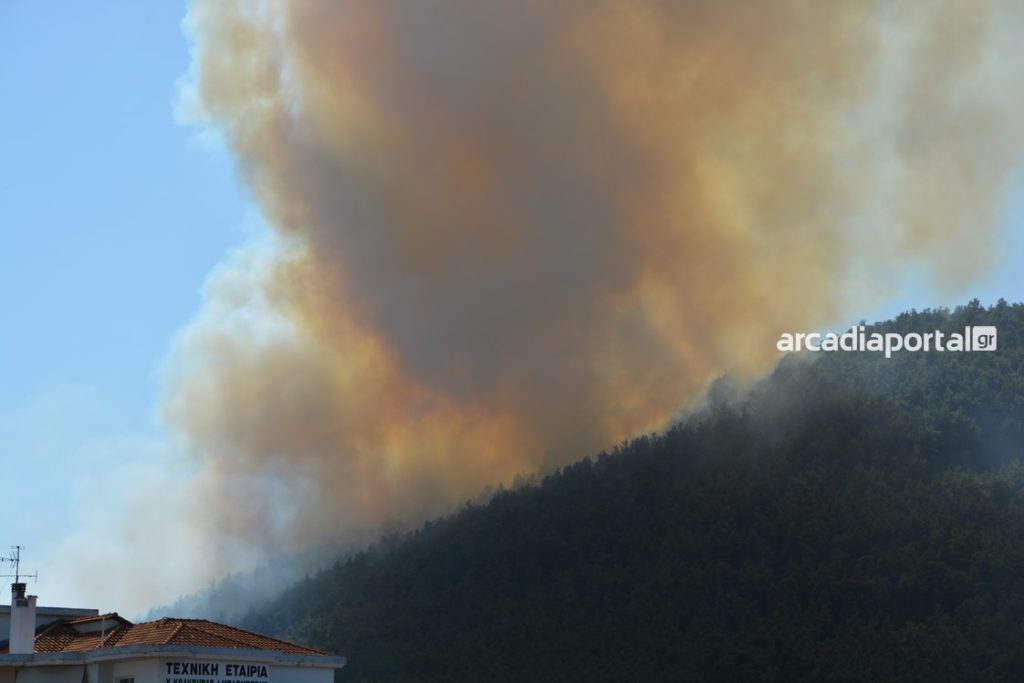 Πυρκαγιά στην Τρίπολη: Προσαγωγή υπόπτου για εμπρησμό – Συνεχίζεται η μάχη με τις φλόγες (Video)