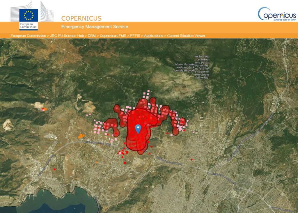 Πυρκαγιά στην Πάρνηθα: Το σύστημα πληροφόρησης EFFIS καταγράφει το μέγεθος της καταστροφής