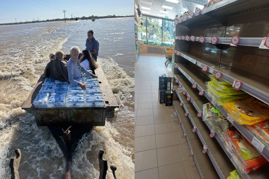 Αποκλεισμένος για 4η ημέρα ο δήμος Αγιάς: Άνθρωποι μεταφέρονται πάνω σε καρότσες – Αδειάζουν τα ράφια στα σούπερ μάρκετ