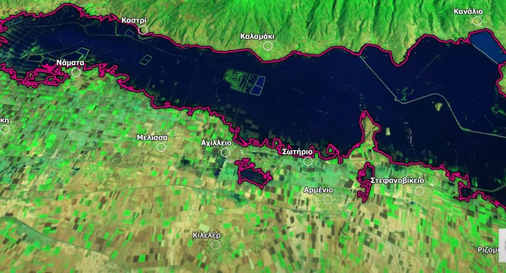 Λίμνη Κάρλα: Αποκαλυπτικές εικόνες – Η πλημμύρα πενταπλασίασε την έκτασή της (Video)