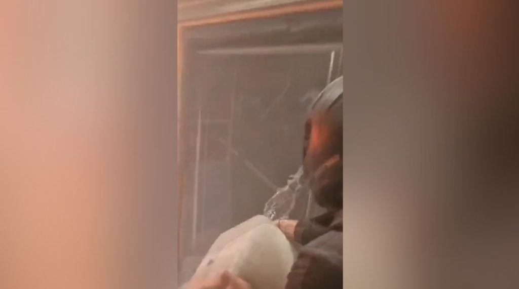 Σοκαριστικές εικόνες: Ακροδεξιοί με μπιτόνι, έλουσαν με υγρό ένα βαγόνι στον ΗΣΑΠ – Οργή για τη στάση της αστυνομίας (Video)