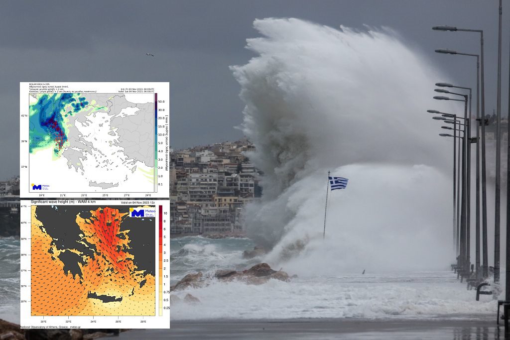 Kακοκαιρία «Π»: Καταιγίδες, χαλάζι και κύματα άνω των 4 μέτρων – Πού θα σημειωθούν έντονα καιρικά φαινόμενα (LIVE)