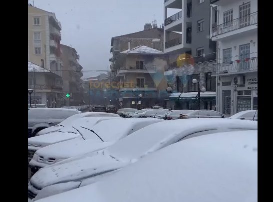 Φλώρινα: Πυκνή χιονόπτωση έντυσε στα λευκά την ακριτική πόλη (Videos)