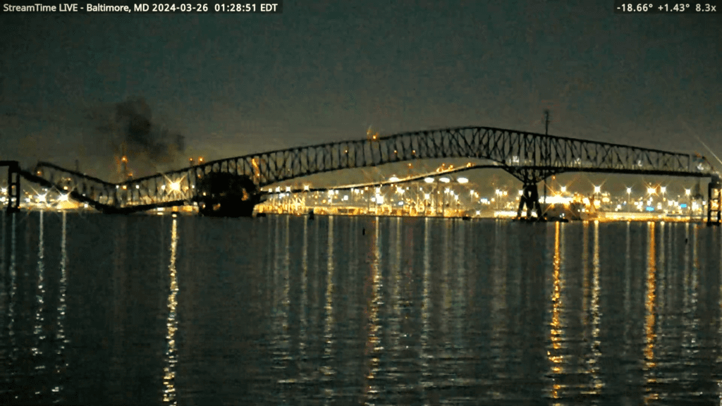 Συναγερμός στην Βαλτιμόρη: Κατέρρευσε η γέφυρα Key Bridge – Έπεσε επάνω της φορτηγό πλοίο (Video)