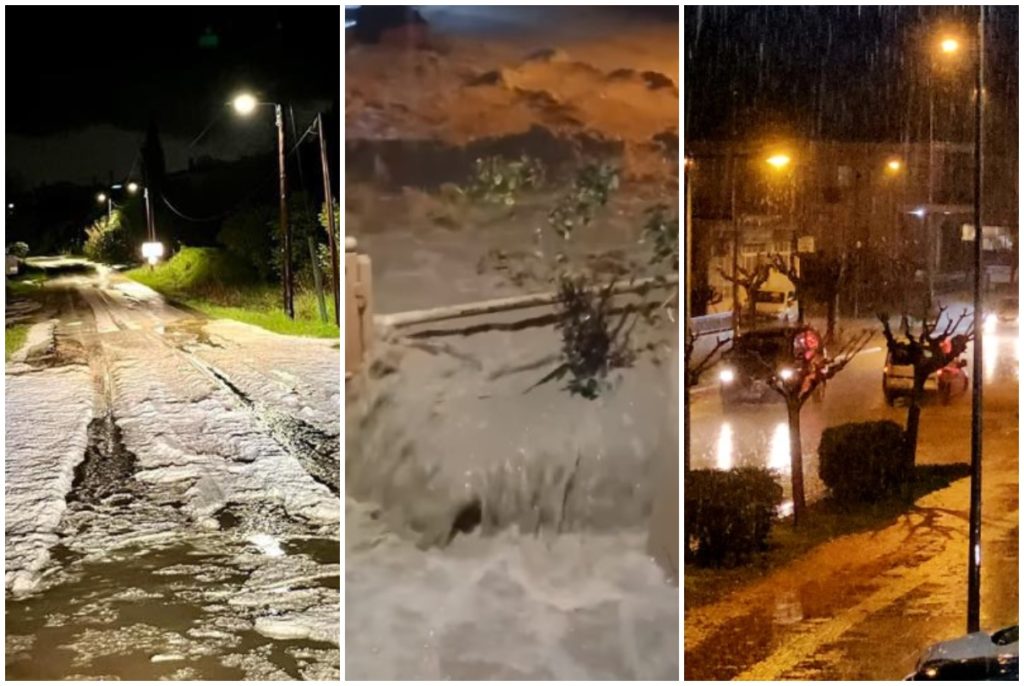 Κακοκαιρία: Πλημμύρες και εγκλωβισμοί στην Πιερία – Σφοδρή χαλαζόπτωση στα Τρίκαλα (Videos)