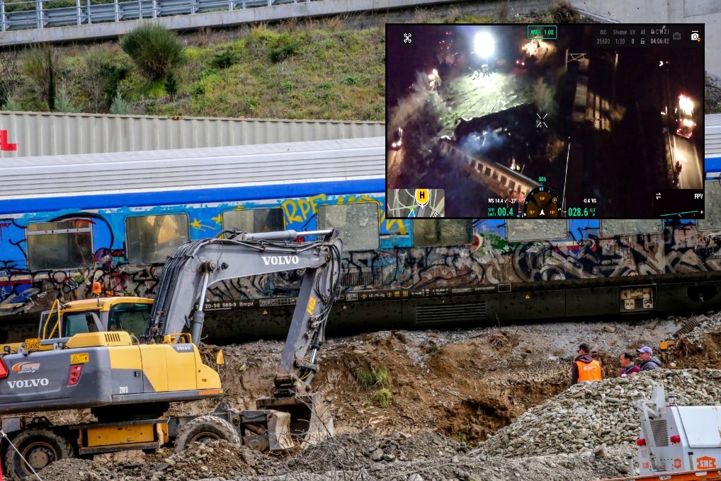 Έγκλημα Τέμπη: Ξεκίνησαν το μπάζωμα δίπλα στις σορούς των νεκρών – Βίντεο σοκ από drone της πυροσβεστικής