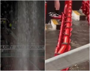 Απίστευτες εικόνες στο «Ολντ Τράφορντ»: Πλημμύρισαν οι εξέδρες, έμπαζαν νερά και στα αποδυτήρια (Videos)