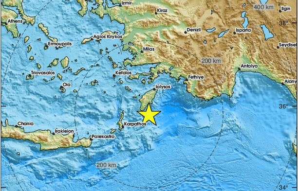Σεισμός 4,9 Ρίχτερ στη Ρόδο – Αισθητός έως και την Τουρκία – Ανησυχία στο νησί